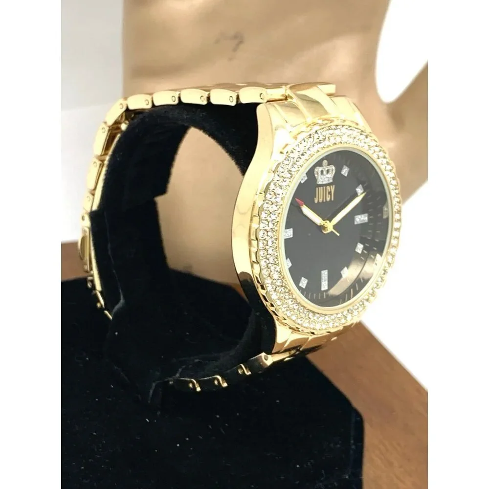 Juicy By Juicy Couture Women's Watch JC/5000 Quartz Black Gold Tone Steel 38mm